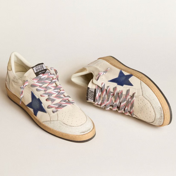 GOLDEN GOOSE - Men's Ball Star in White Leather/Blue Star - MSRP $585.00 - BNIB - Picture 4 of 5